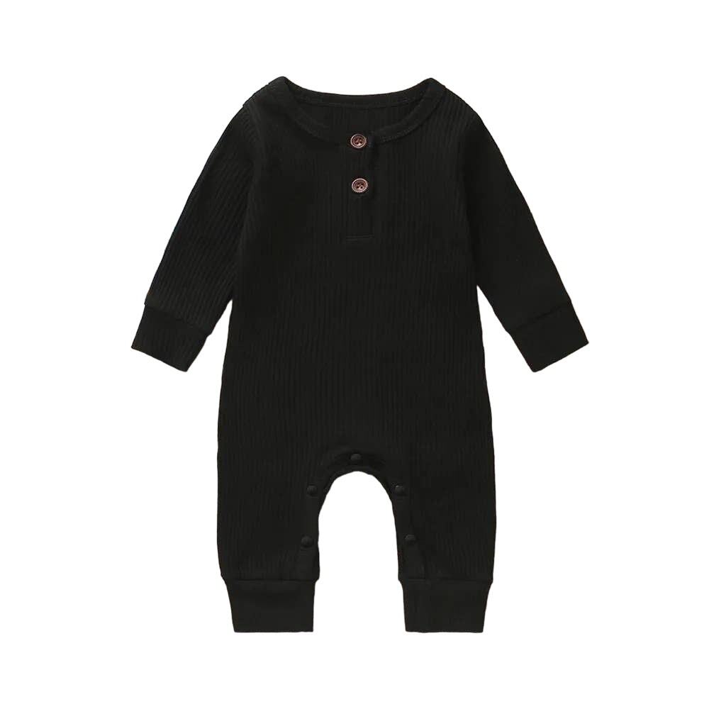 PatPat Baby Cotton Knitted Cardigan Long-Sleeve Jumpsuit in Black, Size 9-12M